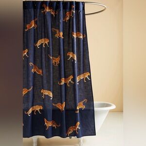 Anthropologie Leopard Organic Cotton Shower Curtain